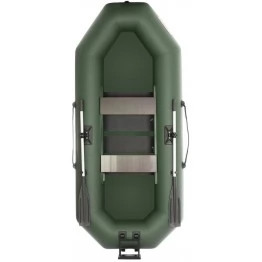 Надувная 2-местная ПВХ лодка Тонар Шкипер 280НТ (реечный настил + транец, зеленая)