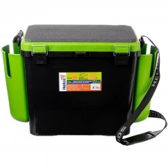 Ящик рыболовный зимний Helios 19 л с карманами односекционный (салатовый)
