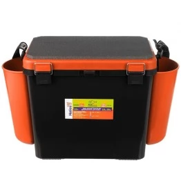 Ящик рыболовный зимний Helios 19 л с карманами односекционный (оранжевый)