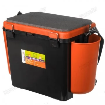 Ящик рыболовный зимний Helios 19 л с карманами односекционный (оранжевый)