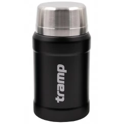 Термос пищевой Tramp 0,8 л с ложкой и чехлом (черный)