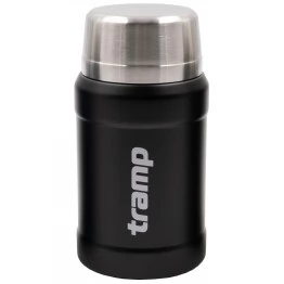 Термос пищевой Tramp 0,8 л с ложкой и чехлом (черный)