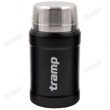 Термос пищевой Tramp 0,8 л с ложкой и чехлом (черный)