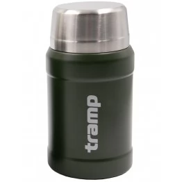 Термос пищевой Tramp 0,8 л с ложкой и чехлом (оливковый)