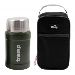 Термос пищевой Tramp 0,8 л с ложкой и чехлом (оливковый)