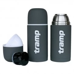 Термос TRAMP Soft Touch 0,75 л с дополнительной чашкой (серый)