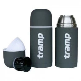 Термос TRAMP Soft Touch 0,75 л с дополнительной чашкой (серый)
