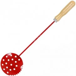 Черпак Три Кита красный с ручкой под дерево, 95 мм