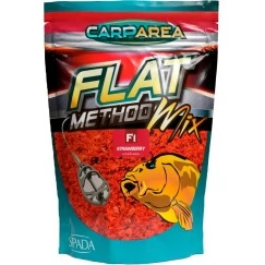 Прикормка CarpArea Flat Method Mix F-1 Клубника, мелкая фракция, (красная) 0,6 кг