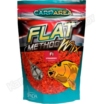 Прикормка CarpArea Flat Method Mix F-1 Клубника, мелкая фракция, (красная) 0,6 кг
