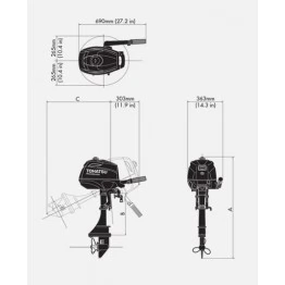 Лодочный мотор 4-тактный бензиновый Tohatsu MFS3.5C S
